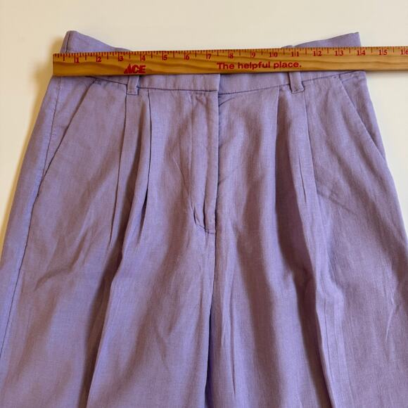 Abercrombie & Fitch Linen Blend Lilac Size Small EUC High Waist Pleated Wide Leg - Picture 4 of 12
